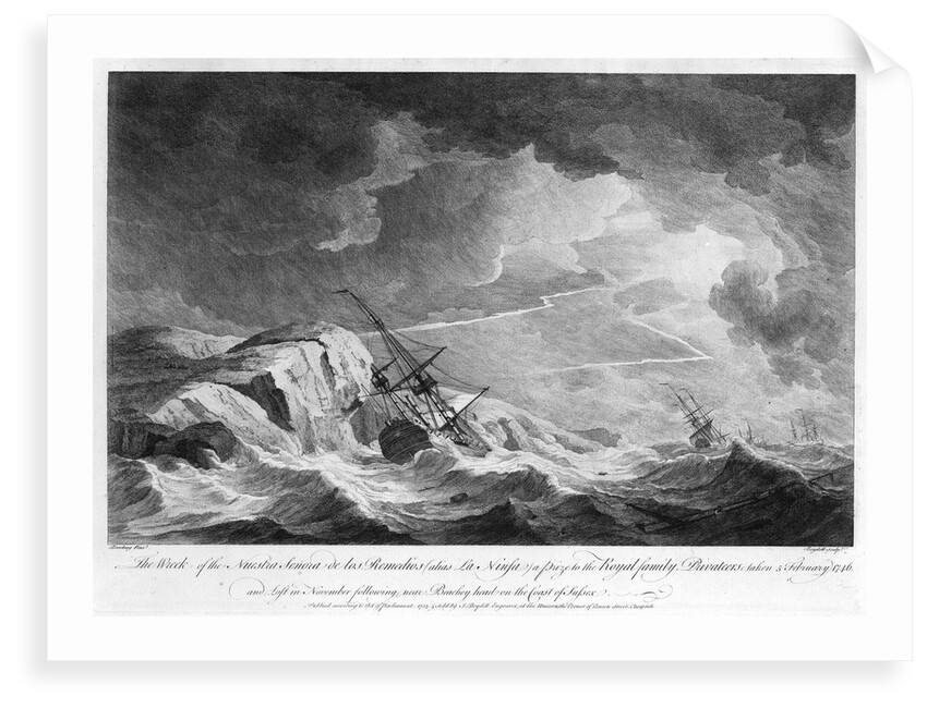 The wreck of the 'Nuestra Senora de los Remedios' (alias 'La Ninfa')... by Charles Brooking