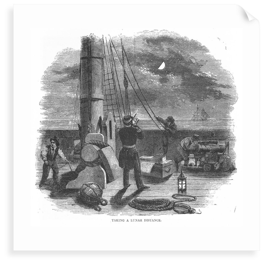 'Taking a Lunar Distance' Illustration from Dunkins Night Sky by unknown