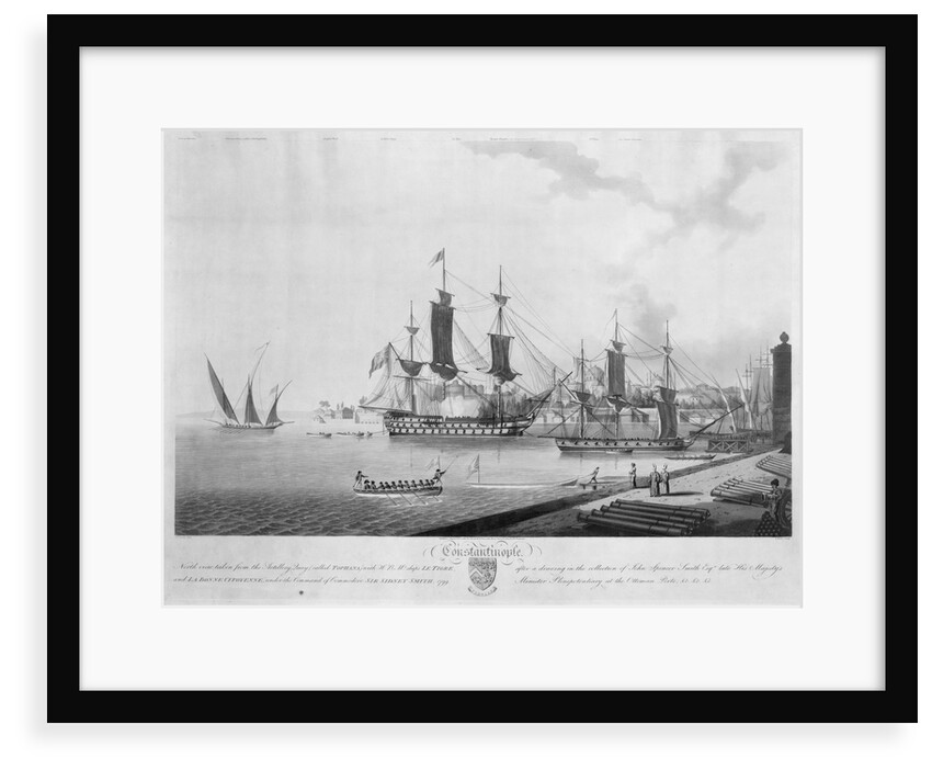 North view of 'Constantinople', taken from the Artillery Quay (called Tophana) with HBM's ships 'Le Tigre' and 'La Bonne Citoyenne' under the command of Sir Sidney Smith, 1799 by John Thomas Serres