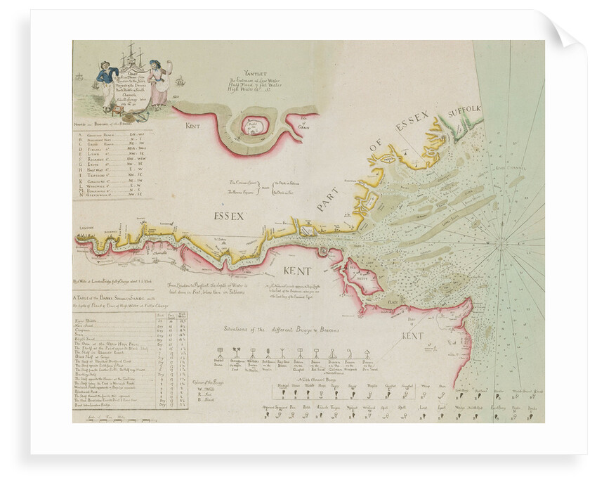 Chart of the River Thames and Estuary, 1790 by Richard Stanier