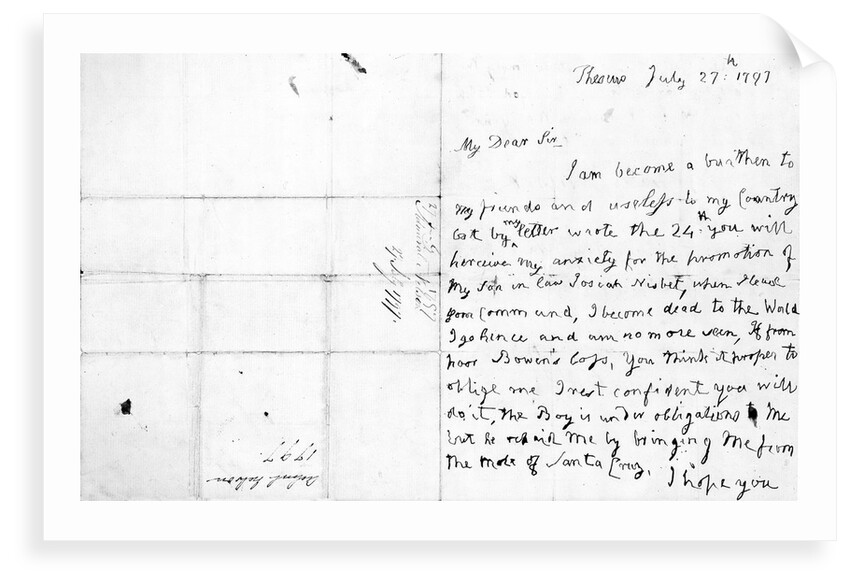 Nelson's first letter with his left hand by Horatio Nelson