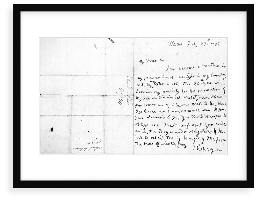 Nelson's first letter with his left hand by Horatio Nelson