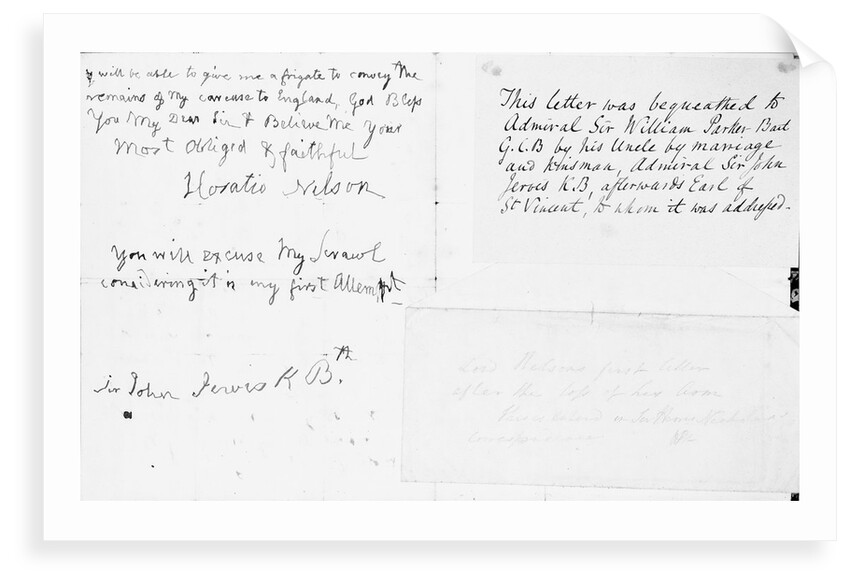 Nelson's first letter with his left hand by Horatio Nelson