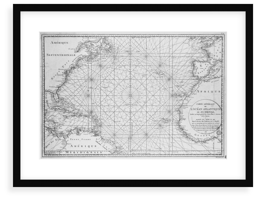 Printed chart of the North Atlantic Ocean by French Admiralty by Depot De La Marine