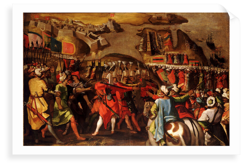 The Siege of Malta:Turkish bombardment of Birgu, 6 July 1565 by Matteo Perez d'Aleccio
