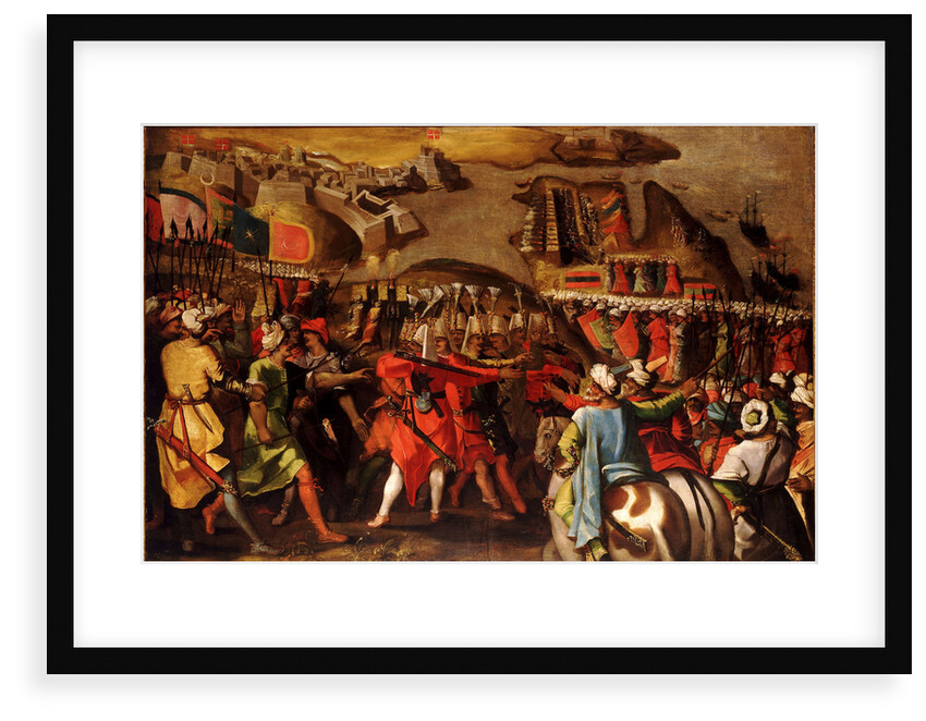 The Siege of Malta:Turkish bombardment of Birgu, 6 July 1565 by Matteo Perez d'Aleccio