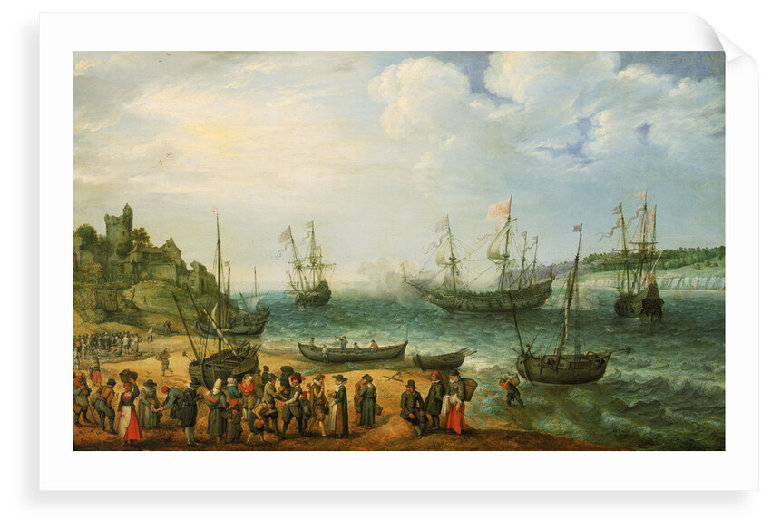 HMS 'Prince Royal' and other shipping in an estuary by Adam Willaerts