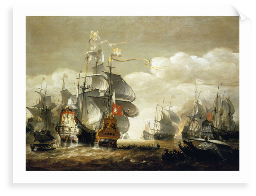The Battle of Lowestoft, 3 June 1665, Showing HMS 'Royal Charles' and the 'Eendracht' by Hendrik van Minderhout