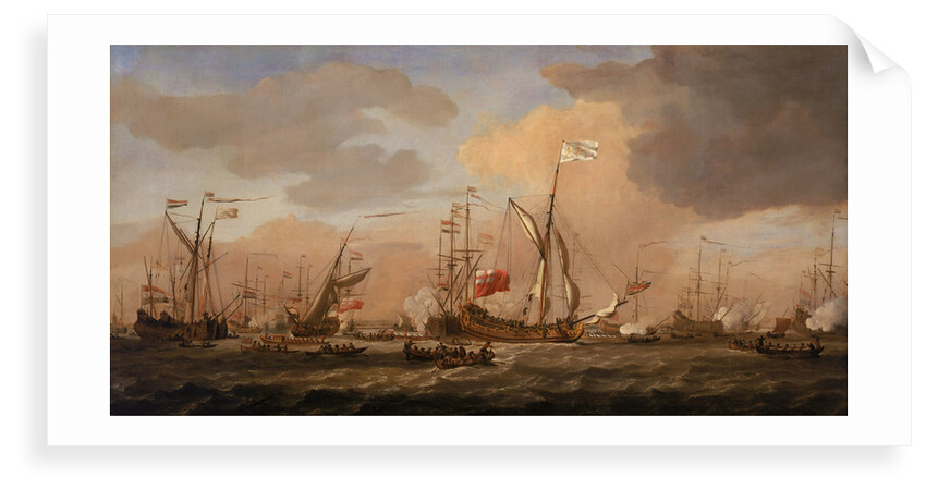 HMY 'Mary' Arriving with Princess Mary at Gravesend in a fresh breeze, 12 February 1689 by Willem Van de Velde the Younger