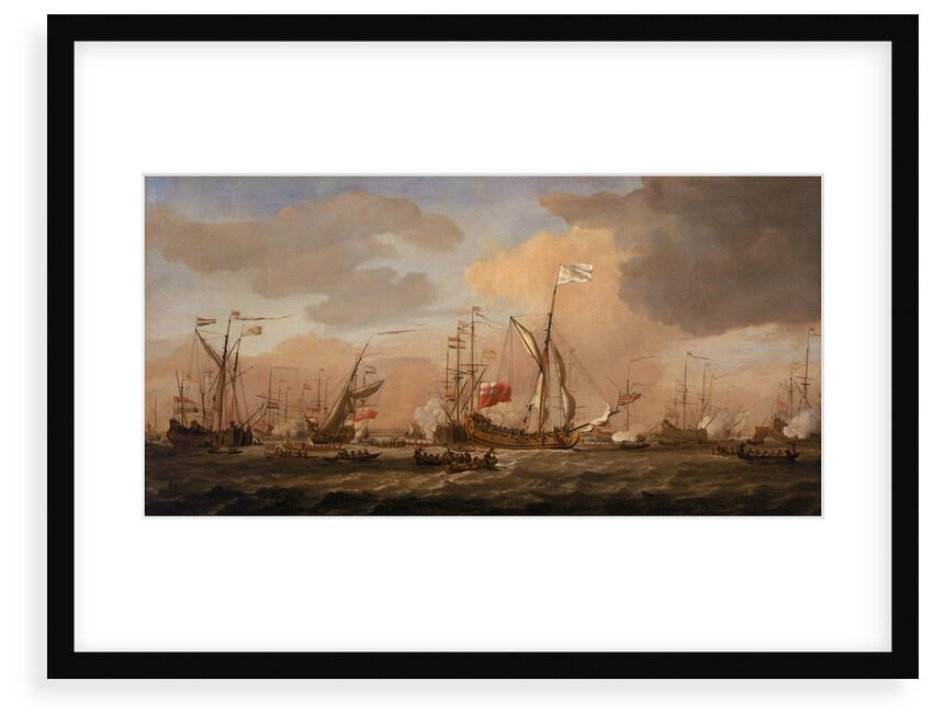 HMY 'Mary' Arriving with Princess Mary at Gravesend in a fresh breeze, 12 February 1689 by Willem Van de Velde the Younger