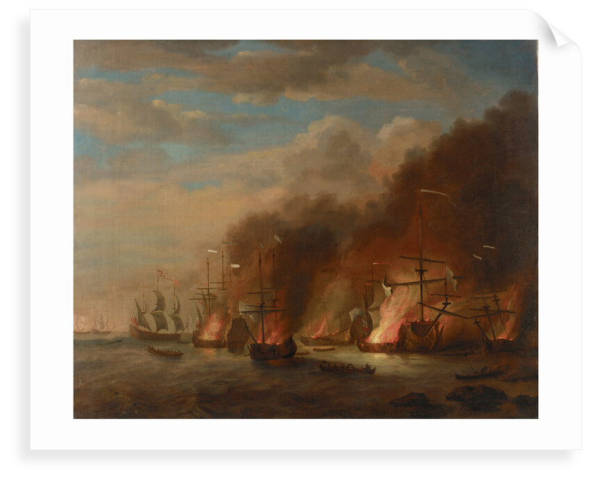 The burning of the 'Soleil Royal' at the Battle of La Hogue, 23 May 1692 by Willem van de Velde the Elder