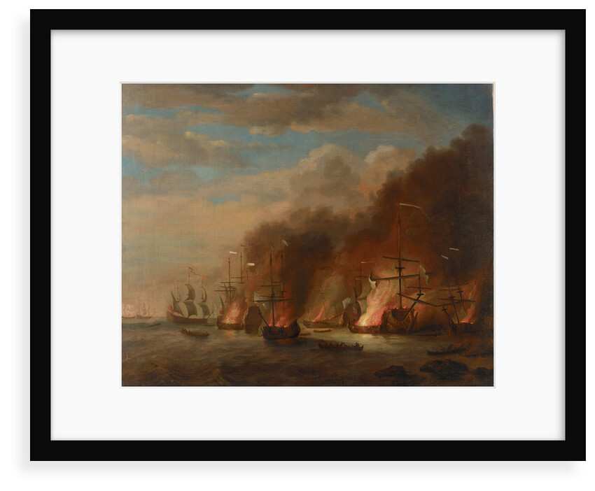 The burning of the 'Soleil Royal' at the Battle of La Hogue, 23 May 1692 by Willem van de Velde the Elder