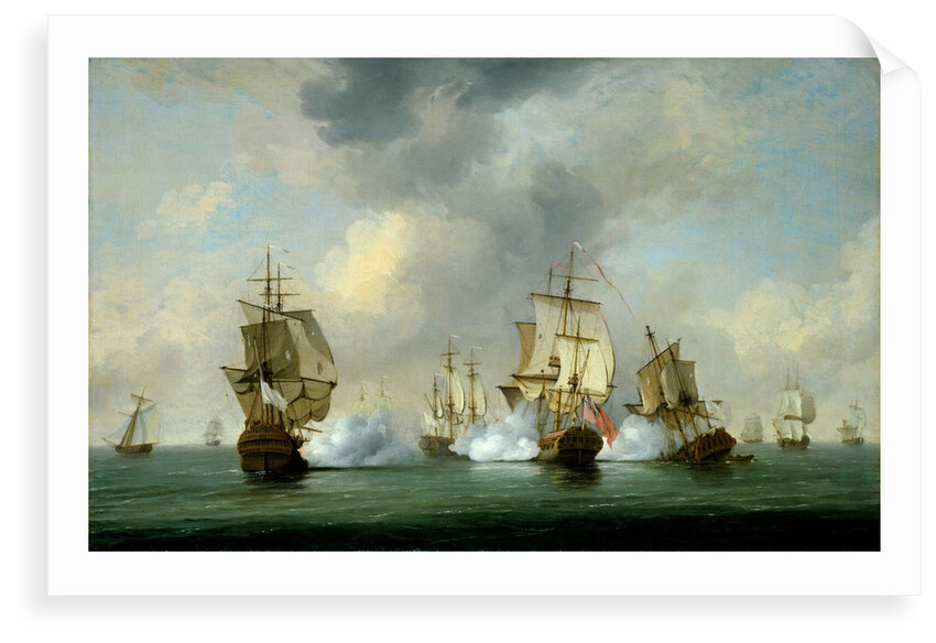 Commodore Walker's action: the Privateer 'Boscawen' engaging a fleet of French ships, 23 May 1745 by Charles Brooking