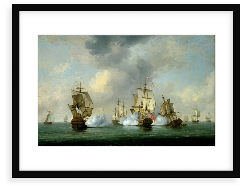 Commodore Walker's action: the Privateer 'Boscawen' engaging a fleet of French ships, 23 May 1745 by Charles Brooking