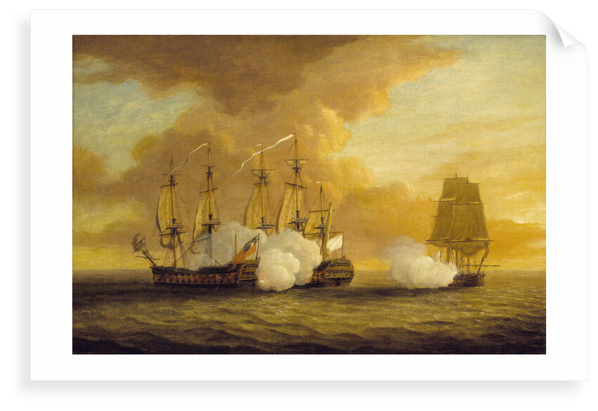 Action between HMS 'Lion' and 'Elizabeth' and the 'Du Teillay', 9 July 1745 by Dominic Serres the Elder