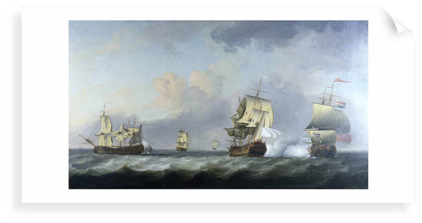 The capture of the 'Marquise d'Antin' and 'Louis Erasme' by the English Privateers 'Duke' and 'Prince Frederick' by Charles Brooking
