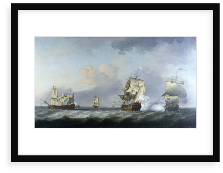 The capture of the 'Marquise d'Antin' and 'Louis Erasme' by the English Privateers 'Duke' and 'Prince Frederick' by Charles Brooking