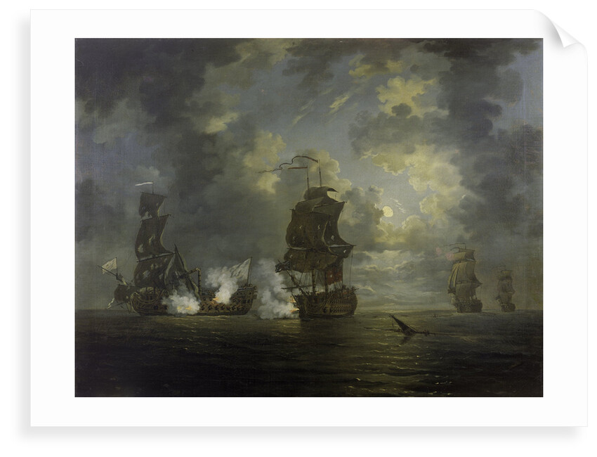The capture of the Foudroyant by HMS Monmouth, 28 February 1758 by Francis Swaine