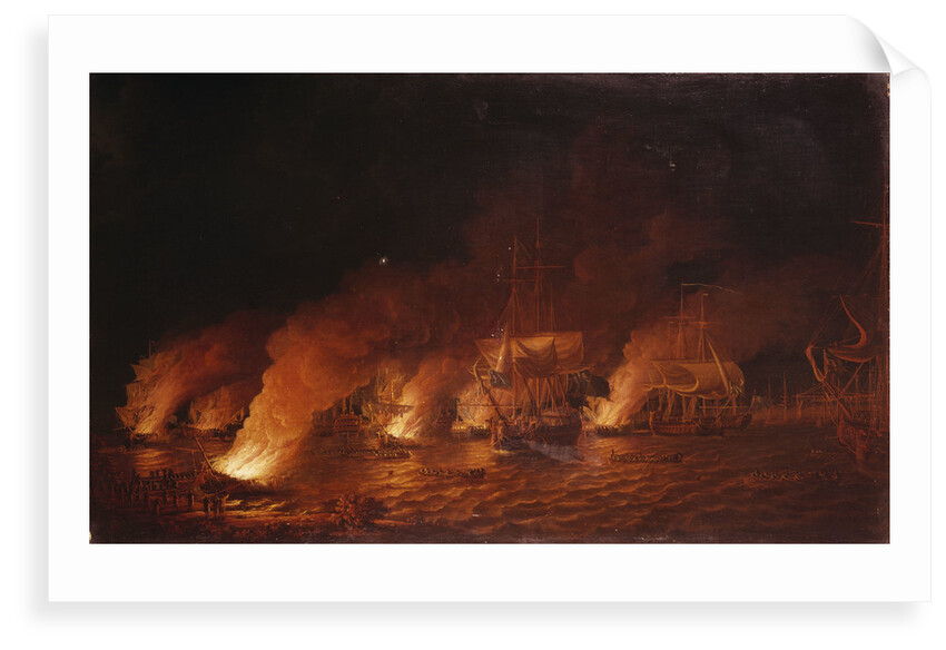 French fireships attacking the English fleet off Quebec, 28 June 1759 by Dominic Serres the Elder
