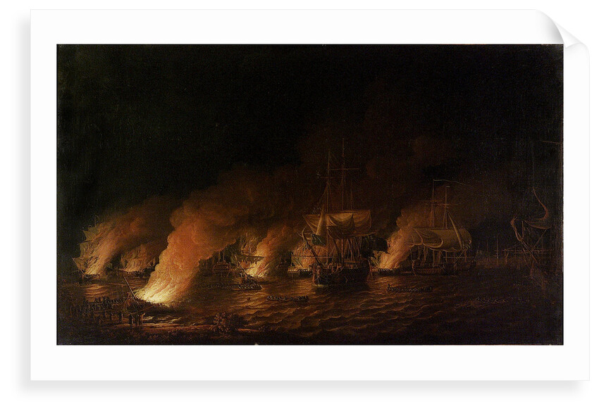 French fireships attacking the English fleet off Quebec, 28 June 1759 by Dominic Serres the Elder