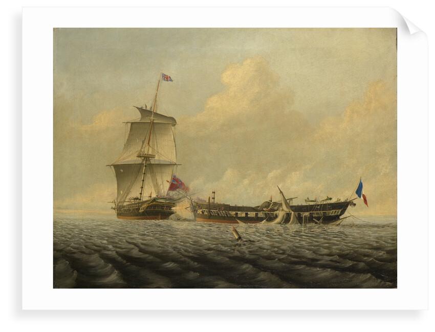 Action between HMS 'Blanche' and the 'Pique', 5 January 1795 by John Thomas Baines