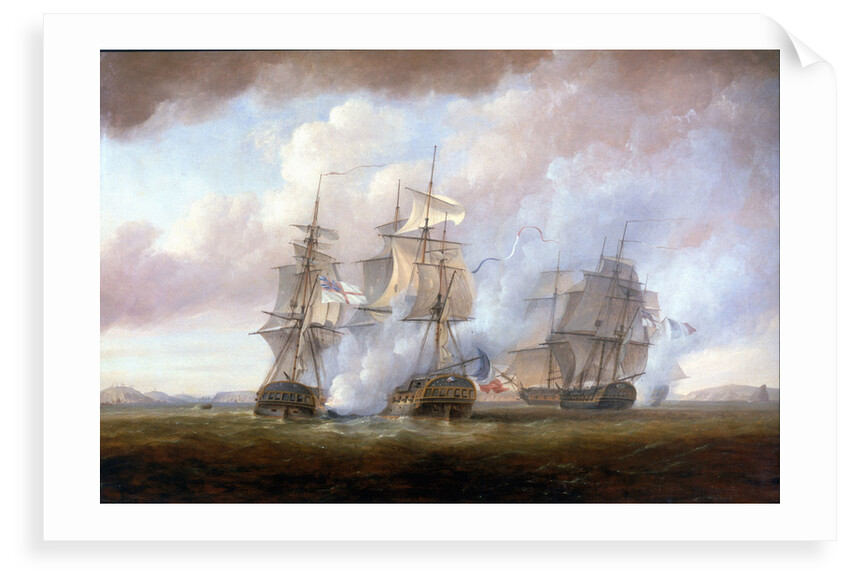 The capture of the 'Resistance' and 'Constance' by HMS 'San Fiorenzo' and 'Nymphe', 9 March 1797 by Nicholas Pocock