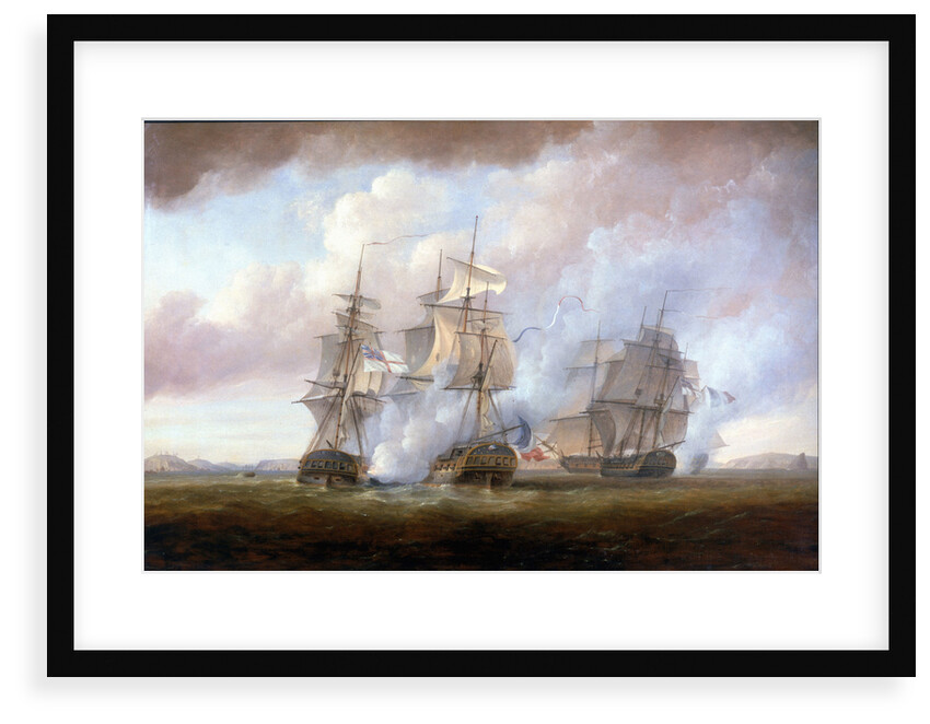 The capture of the 'Resistance' and 'Constance' by HMS 'San Fiorenzo' and 'Nymphe', 9 March 1797 by Nicholas Pocock