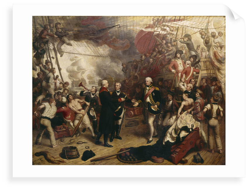 Admiral Duncan receiving the sword of the Dutch Admiral de Winter at the Battle of Camperdown, 11 October 1797 by Samuel Drummond