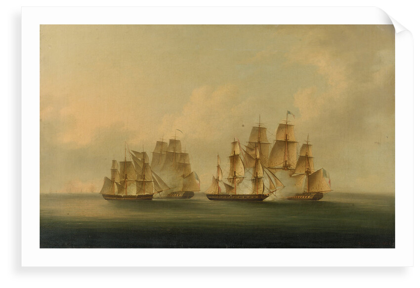 Action of HMS 'Arrow' and 'Acheron' against the French frigates 'Hortens'e and 'Incorruptible': beginning of the action, 4 February 1805 by Francis Sartorius