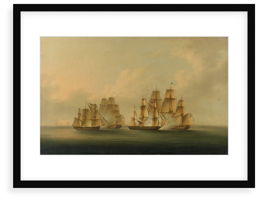 Action of HMS 'Arrow' and 'Acheron' against the French frigates 'Hortens'e and 'Incorruptible': beginning of the action, 4 February 1805 by Francis Sartorius