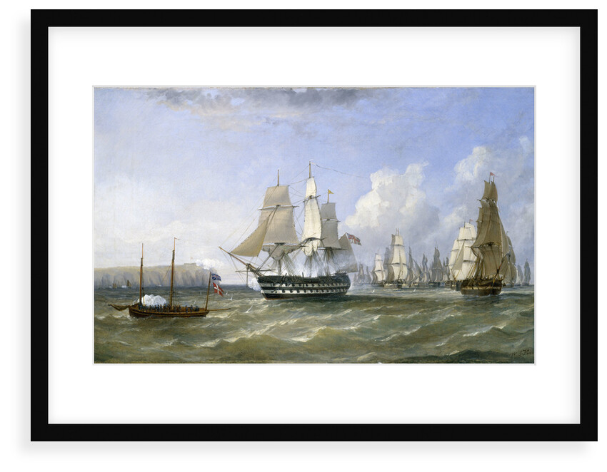 HMS 'Warrior' protecting a convoy passing Reefness, September 1807 by William Adolphus Knell
