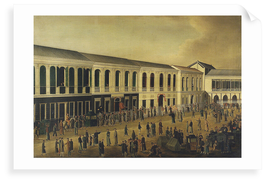 Trial of four British seamen at Canton, 1 October 1807: scene outside the court by Chinese School