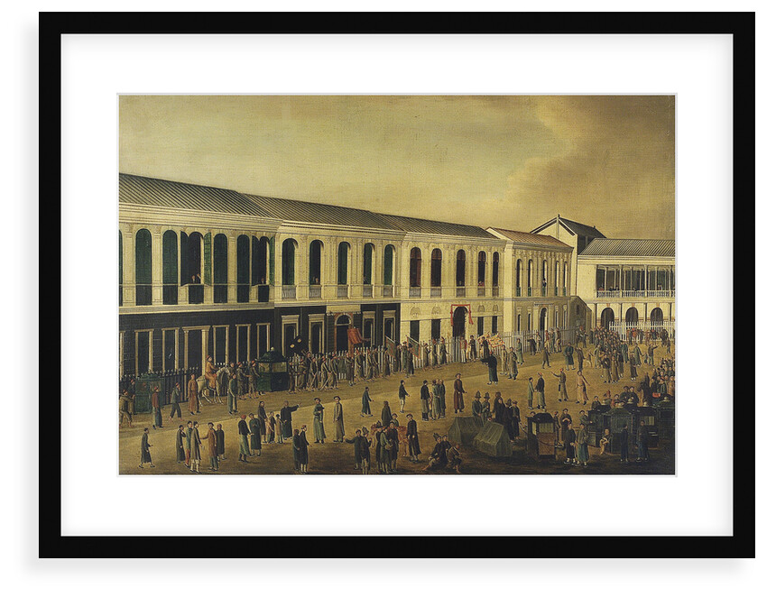 Trial of four British seamen at Canton, 1 October 1807: scene outside the court by Chinese School
