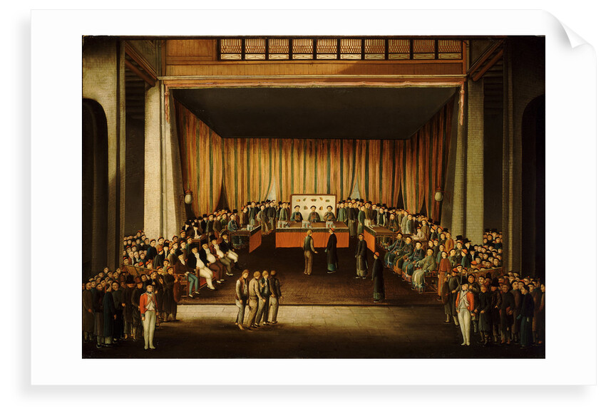 Trial of four British seamen at Canton, 1 October 1807: scene inside the Court by Chinese School