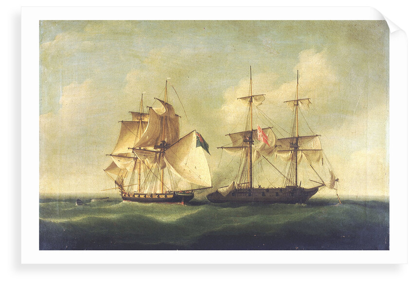 HMS 'Sappho' capturing the Danish brig 'Admiral Jawl', 2 March, 1808: surrender of the brig by Francis Sartorius