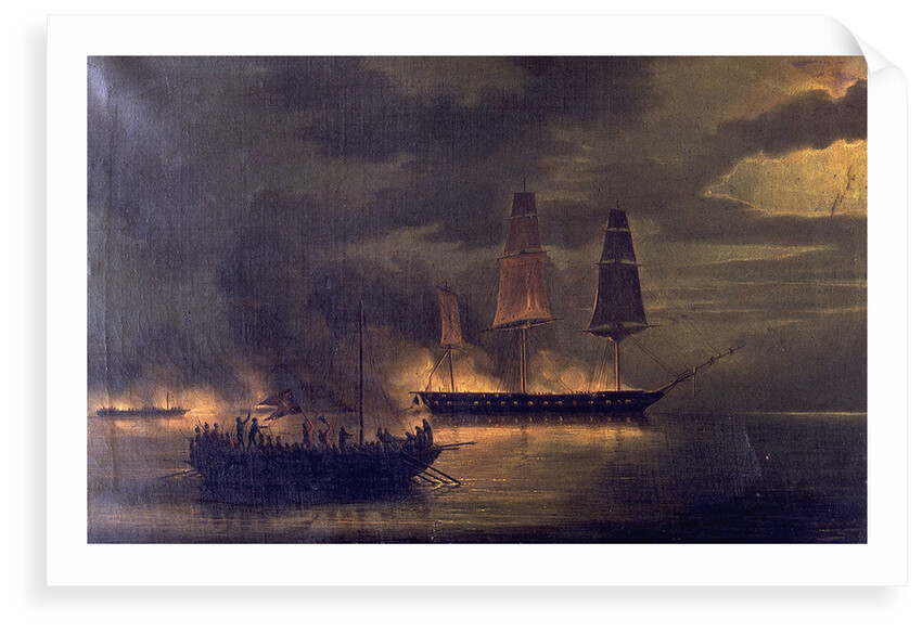 HMS 'Melpomene' engaged with 20 Danish gunboats, 23 May 1809 by British School