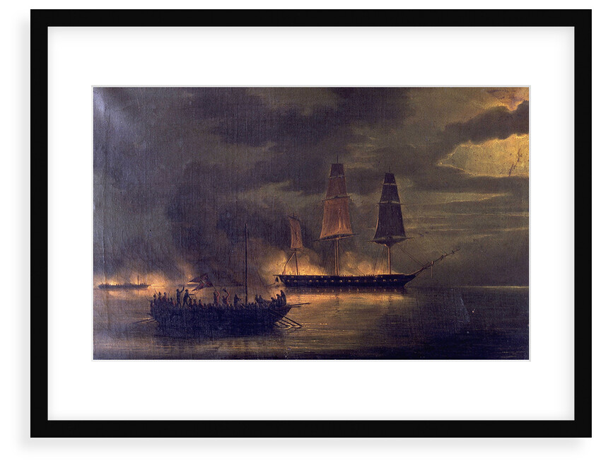 HMS 'Melpomene' engaged with 20 Danish gunboats, 23 May 1809 by British School