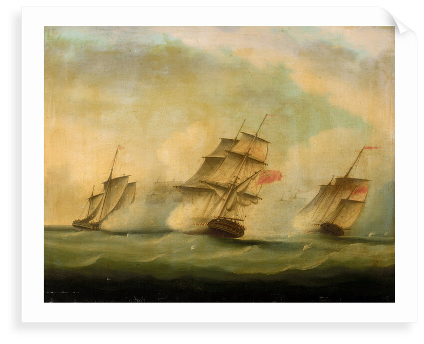 HMS 'Lynx' and 'Monkey' capturing three Danish luggers, 12 August 1809 by British School
