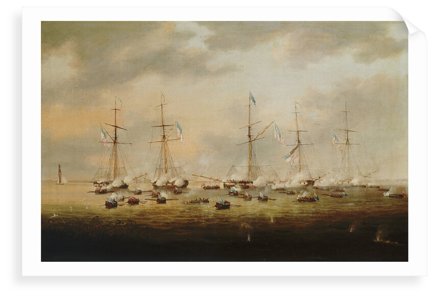 British and American gunboats in action on Lake Borgne, 14 December 1814 by Thomas Lyde Hornbrook