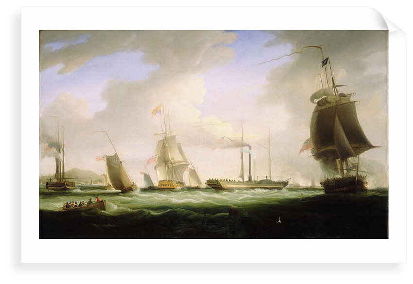 George IV on Board the 'Lightning', the first post office steam packet to Dublin, 12 August 1821 by William John Huggins