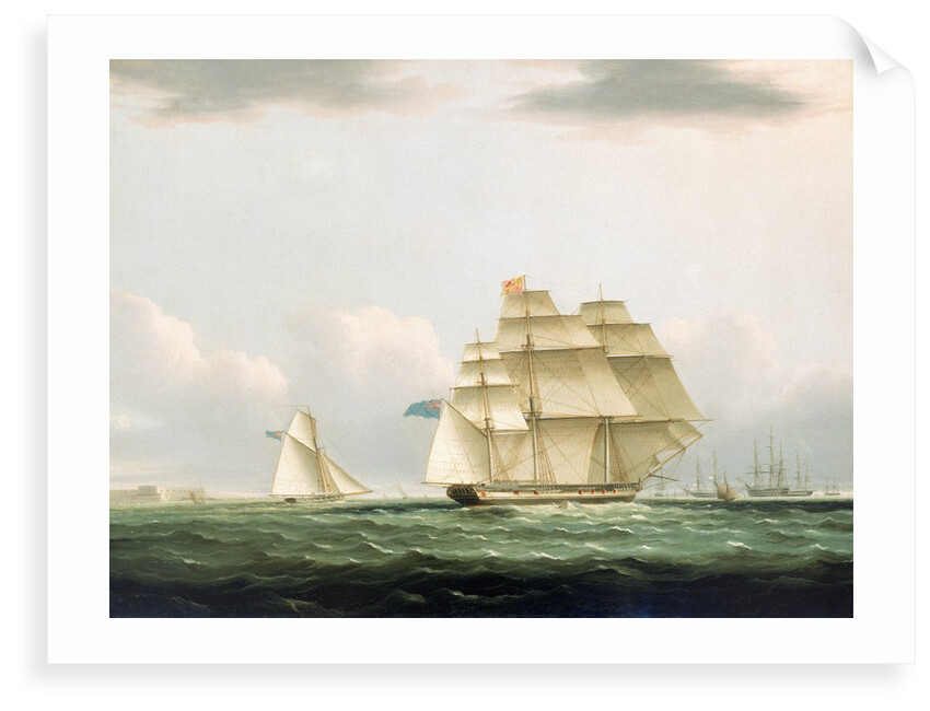 The yacht 'Royal Sovereign' with the Duchess of Clarence on board, leaving Portsmouth to view the visiting Russian squadron anchored in Spithead, 8 August 1827 by Henry Moses