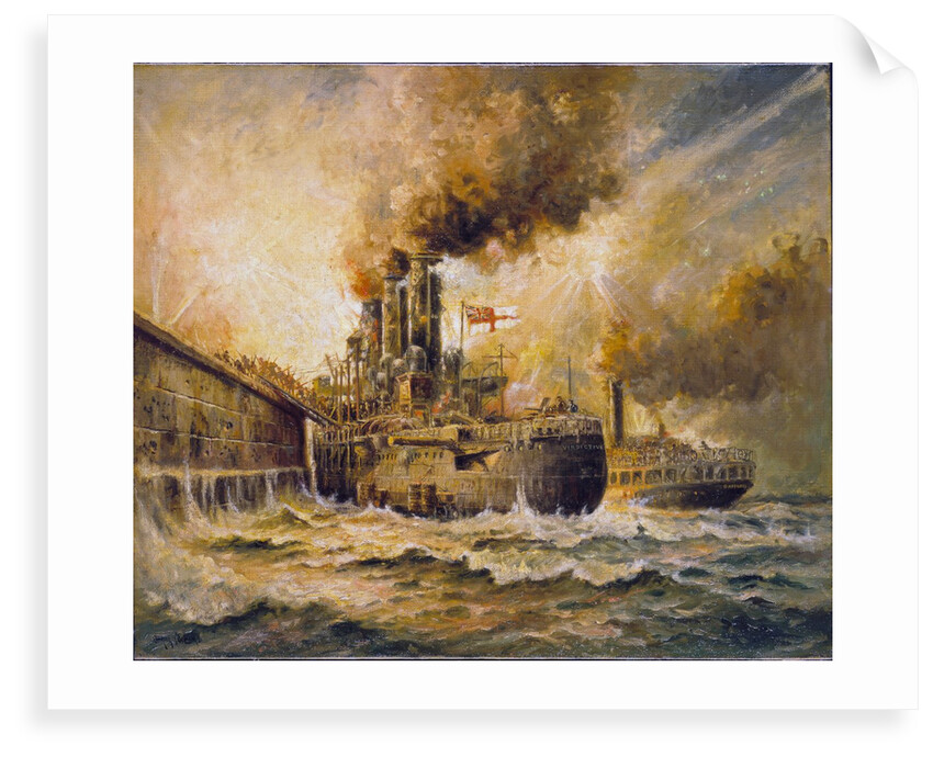 HMS 'Vindictive' at Zeebrugge, 23 April 1918 by Charles John de Lacy