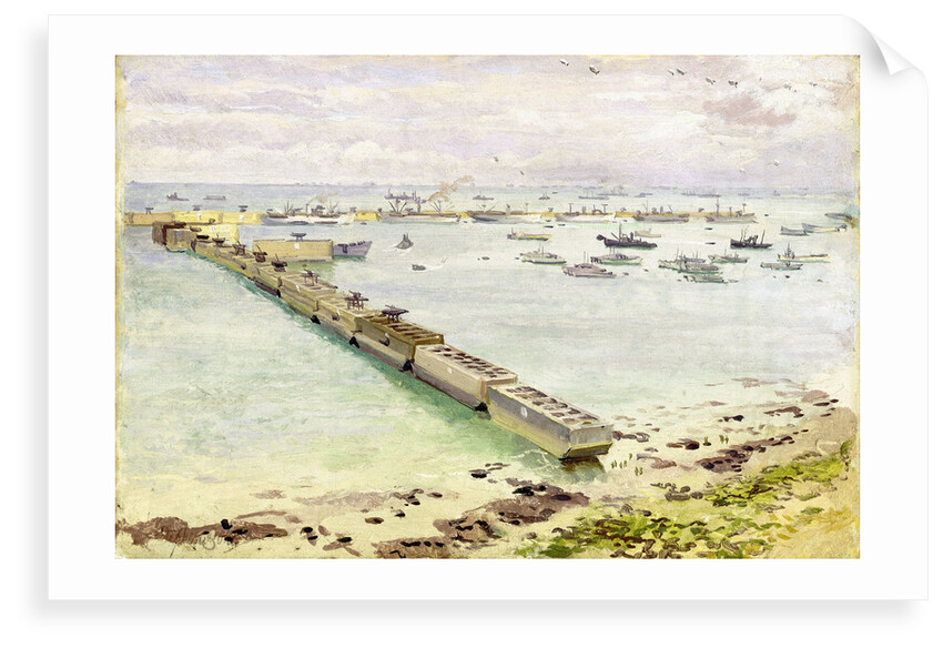 Mulberry harbour, Arromanches: Normandy landing, June 1944 by Stephen Bone
