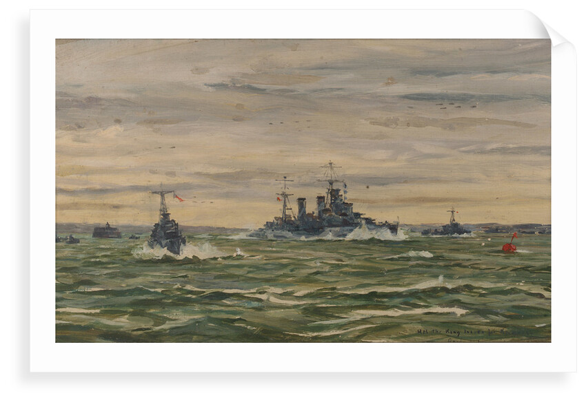 His Majesty the King leaves for Normandy in HMS 'Arethusa', 16 June 1944 by Lieutenant-Commander Rowland John Robb Langmaid
