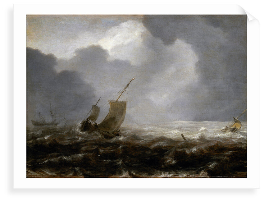 A fishing pink on a windy day by Jan Porcellis