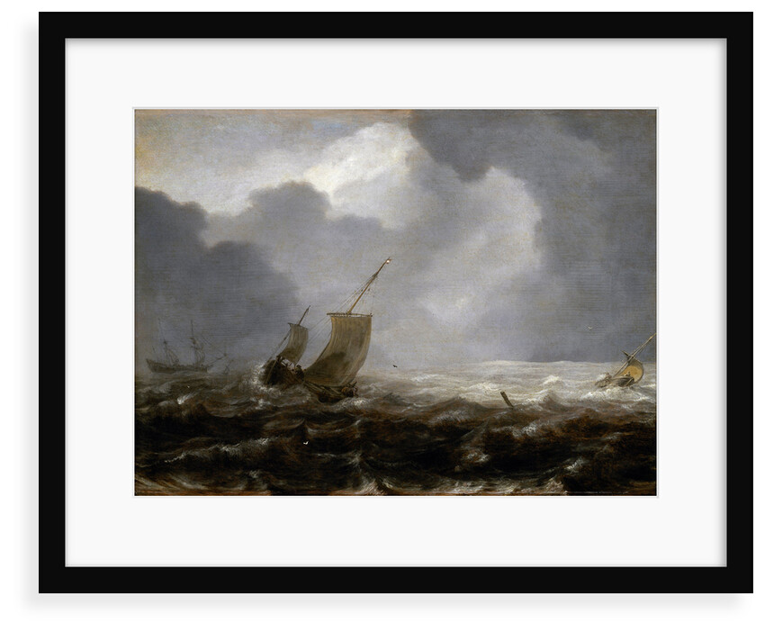A fishing pink on a windy day by Jan Porcellis