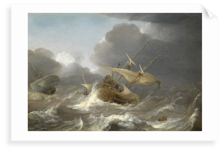 Dutch ships in a gale by Jan Porcellis