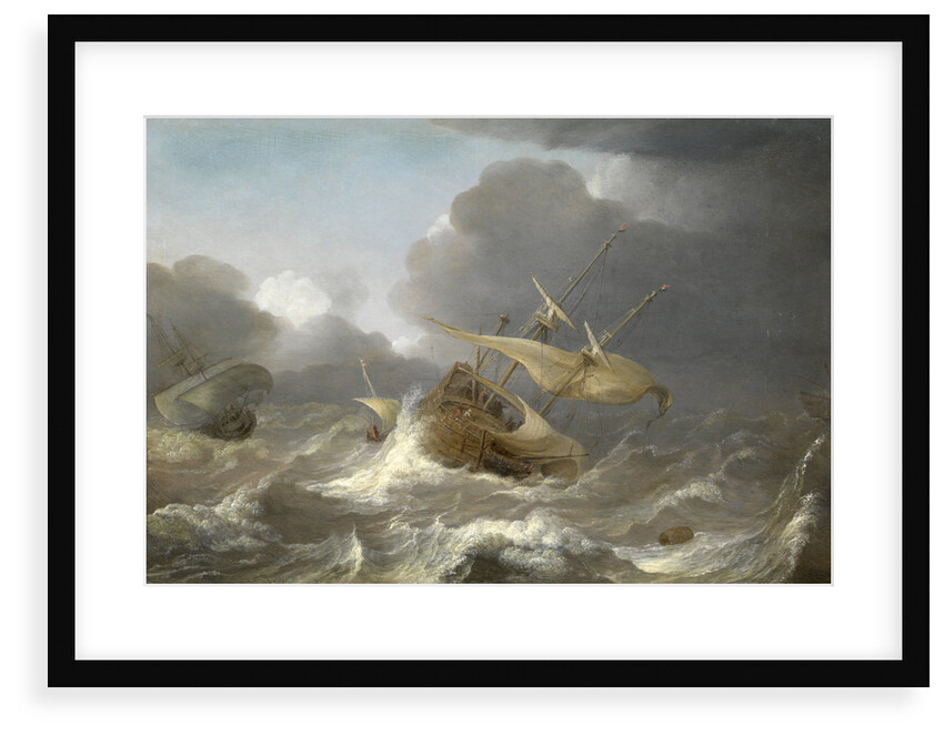 Dutch ships in a gale by Jan Porcellis