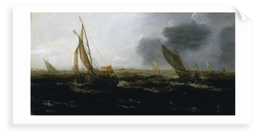 Dutch vessels in a strong breeze by Jan Porcellis