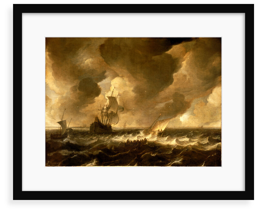 A flute and other vessels off the Dutch coast by Pieter de Zeelander